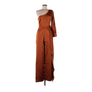 Foxiedox One-Shoulder Jumpsuit in Warm Brown
